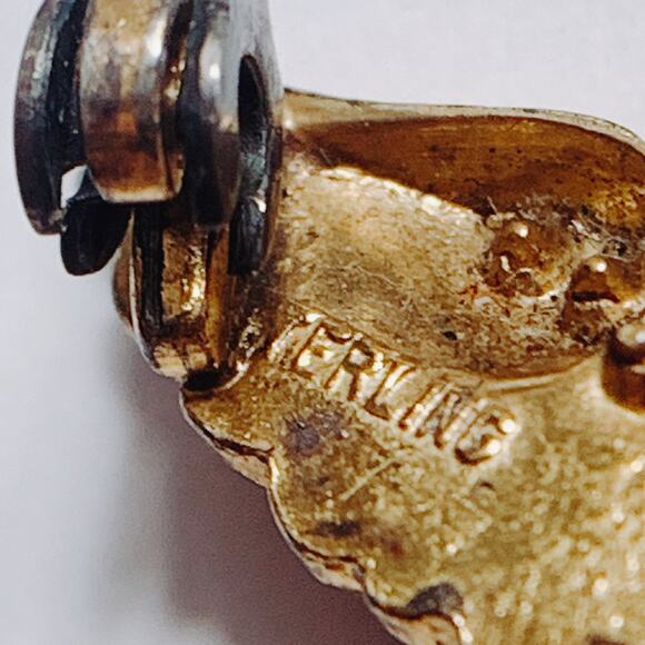 Signed Coro WWII Sterling Craft Eagle 1940s Pin Gold Wash Enamel Brooch Vermeil - Picture 9 of 11